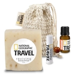 Loofah Bag with Soap, Lip Balm, and Essential Oil