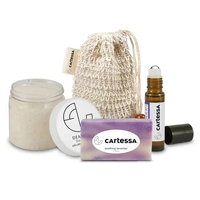 Loofah Bag with Bath Salts, Mini Soap, and Roll-on Oil