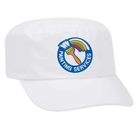 Duck painter cap with molded visor, elastic back, and crepe sweatband.......