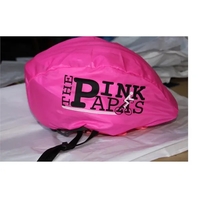 Bicycle helmet cover with printed half-moon side panels and breathable...