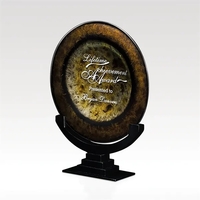 Circular Art Glass Award with Black Base - Eclipse II