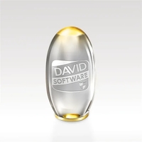 Optical crystal award with a polished imprint area and brass base... from ASI...