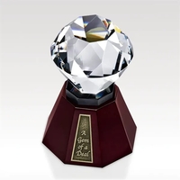 Crystal Award Cherry Wood Base - Optic Jewels