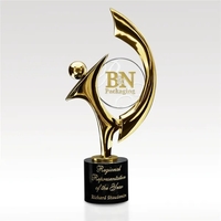 24K Gold Finished Sculpture with Jade Glass and Black Marble Base... from ASI...