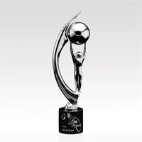 Chrome-Finished Cast Metal Sculpture with Ebony Stone Base... from ASI 93986...