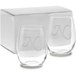 15 oz. Monogram Stemless Wine Set of 2 - Etched