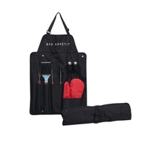 7-piece BBQ apron set includes fork, tongs, spatula, salt and pepper... from...