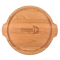 12" Cherry Round Cutting Board w/ Juice Groove & Handles