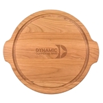 12" Cherry Round Cutting Board w/ Juice Groove & Handles