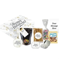 Happy Holidays Gift Set with popcorn, cookies, mint tin, holiday hanging......