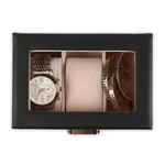 3-slot Black Leather Watch Case
