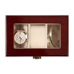 3-slot Wood Watch Case with natural cherry wood-grain