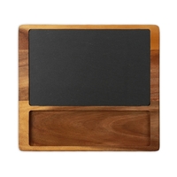 Acacia Wood Square Cheese Board w/ Slate