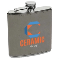 Stainless Steel Gray Leatherette Flask