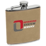 Stainless Steel Light Brown Leatherette Flask
