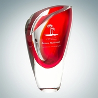 Hand-crafted, molten glass Red Lush Vase is designed so the vibrant... from...