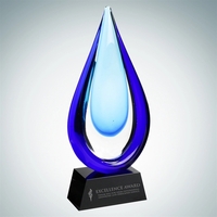 Art glass Aquatic award with vibrant blue hue and a black... from ASI 47791...