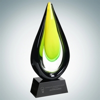 Art glass Goldfinch award with vibrant green hue and a black... from ASI...