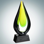 Art Glass Goldfinch Award with Black Base