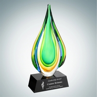 Art glass Rainforest award with vibrant green hue and a black... from ASI...