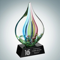 Art glass Coral award with vibrant green hue and a black... from ASI 47791...