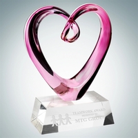 Art glass Compassionate Heart award with vibrant pink hue and a... from ASI...