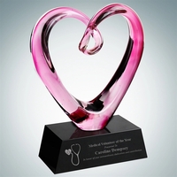 Art glass Compassionate Heart award with vibrant pink hue and a... from ASI...