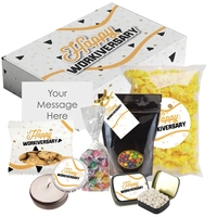 Work anniversary gift set with assorted snacks, mint tin, candle and... from...