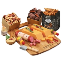Bamboo charcuterie board with gourmet snacks-your logo firebranded for a...