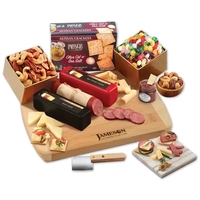 Bamboo board with cheese, sausage & sweets-firebranded with your logo for......