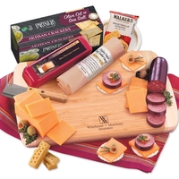 Cheese, sausage & crackers on a bamboo board-includes cleaver & your... from...
