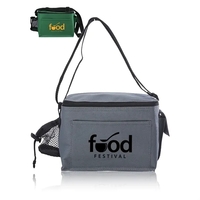 Insulated lunch bag with top zipper closure, adjustable strap, mesh bottle......