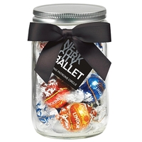 12 oz. glass mason jar filled with 12 pieces of Lindt®... from ASI 71685...