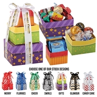 Stock tower filled with festive favorites - Hershey's® Holiday Mix, Lindt®......