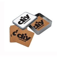 Cork Coaster Set in Square Tin