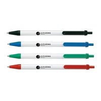 Retractable action pen, white barrel with color trim black ink medium... from...