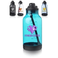 64 oz. plastic sports bottle with a silicone straw, capacity markings,......