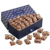 Navy & white drawer box with custom logo imprint. Pull ribbon... from ASI...