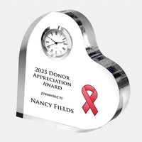 Color Imprinted Acrylic Heart Keepsake Clock