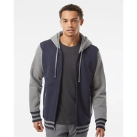 Independent Trading Co. Unisex Varsity Full-Zip Hooded Sweatshirt, blank.......