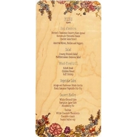 5" x 7" x 0.1875" solid wood color-printed restaurant menus. Made... from ASI...
