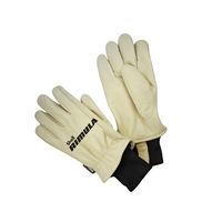Pig grain, leather, black knit wrist, Thinsulate lined glove. Water proof......