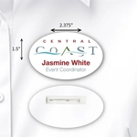 Laminated Personalized Name Badge (1.5"x2.375") Oval