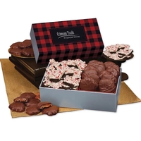 Peppermint Bark & Pecan Clusters in Plaid Sleeve Gift Box