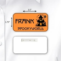 Laminated rectangular name badge with a pin fastener.... from ASI 59080 Halls...