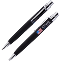 Black Zero Gravity Space Pen w/ Chrome accts US Flag Imprint