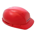 Red hard hat, six point ratchet suspension