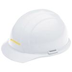 White hard hat, six point pin lock suspension