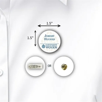 1.5" round name badge with customization.... from ASI 59080 Halls & Company