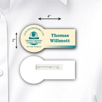 Laminated Personalized Name Badge (2x4") Rectangle Round End